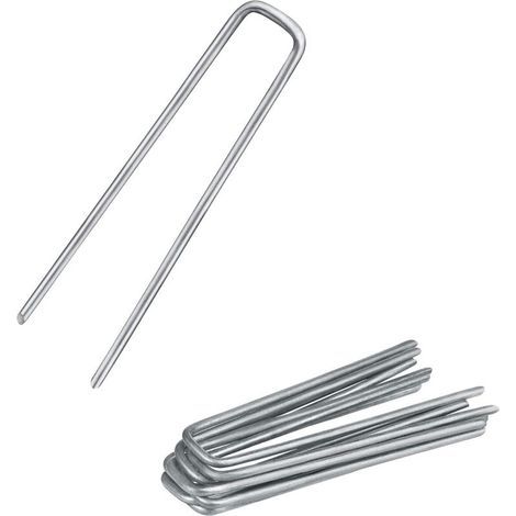 Clous de jardin galvanisés de 15,2 cm, piquets de pelouse robustes de calibre 11 pour barrières contre les mauvaises herbes, couvre-sol, gazon artificiel, tuyau d'irrigation (lot de 50) (1/5)