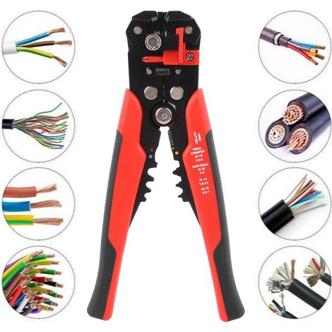 Fourniture d'une pince à dénuder multifonctionnelle 5 en 1, d'une pince à dénuder automatique, d'une pince à sertir, d'outils de démontage, rouge. (1/5)