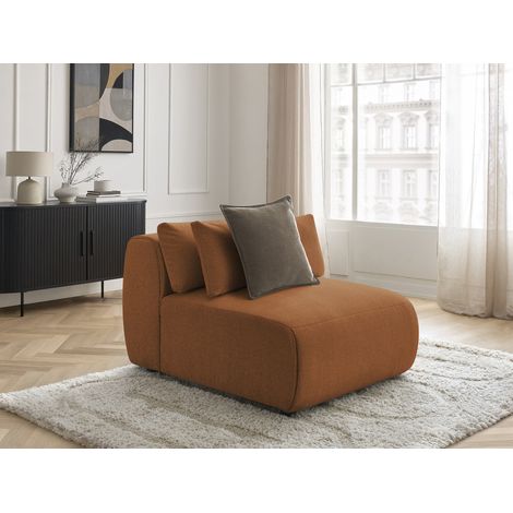 BOBOCHIC - Chauffeuse 1 place avec têtière pour canapé modulable JANA tissu chiné   Orange (1/5)