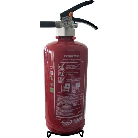 Mobiak – Extincteur 2L Lithium classe 5A 5F NF MED – Compact à pression permanente – Efficace sur feux lithium-ion – Support mural inclus