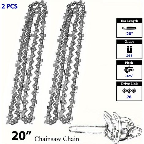 Lot de 2 chaînes de tronçonneuse de 20 pouces, pas de 325 mm, spécification -0,058 pouce - chaînes de tronçonneuse (1/5)