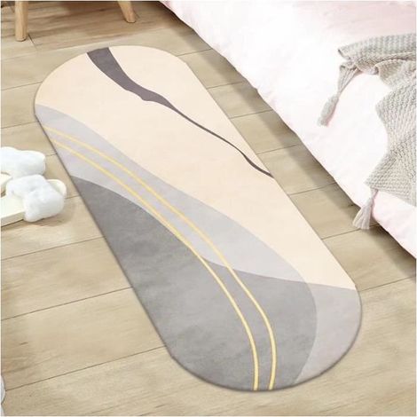 Tapis pour Chambre à Coucher 40x120cm OEMG 02 Tapis Imitation Cachemire Ovale TPR Descente de Lit Antidérapante (1/3)