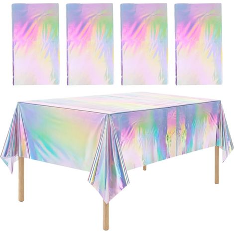 Set di 4 tovaglie glitterate, 137×274 cm, tovaglia in plastica olografica effetto laser (1/5)