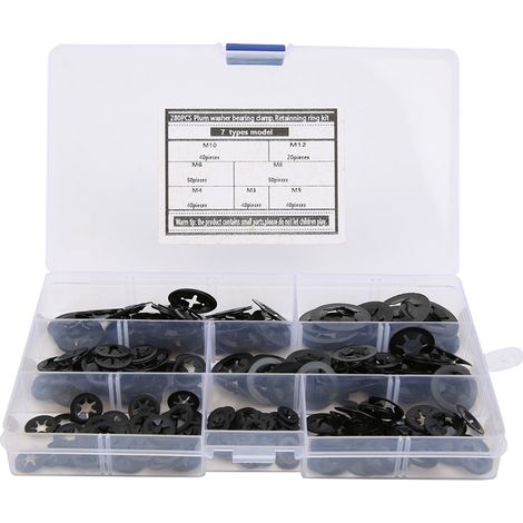 rondelle de blocage-Kit de 280 rondelles serrure à dents internes M3-M12 – Anti-vibration pour équipements mécaniques – Manganèse (1/5)