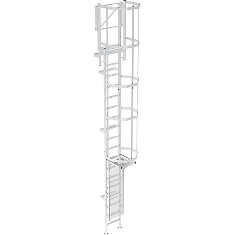 Echelle à crinoline de 5.00m avec porte avec porte de condamnation, opercule carré - CRINO-ALU-SFP-5-P