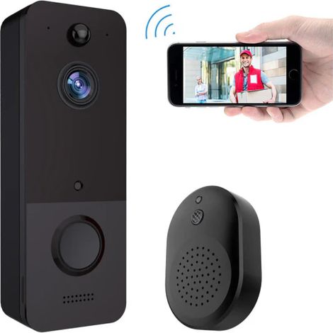 Sonnette vidéo intelligente sans fil Wi-Fi rechargeable par USB (1/2)