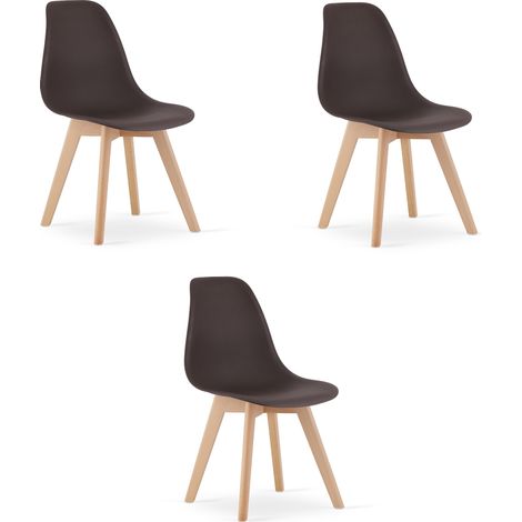 Chaise - Leobert - Kito - Café/Pieds Naturels - 46 X 54,5 X 80 Cm - Lot De 3 (1/5)