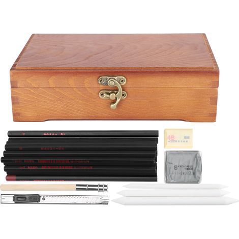 Sketch Pencil Set Art Drawing Kit Charcoal Eraser Pen Box Extend Tool School Supplies (1/5)