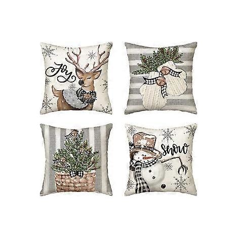 Housses de coussin décoratives de Noël, 45 x 45 cm (18 x 18 po), lot de 4 (1/5)
