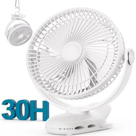 Ventilateur Pince 10000mAh – 30h – 20cm – Silencieux – 4 Vitesses – Camping – Robuste (1/5)