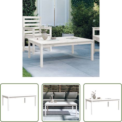 vidaXL Bois de pin massif - Table de jardin blanc 121x82,5x45 cm bois massif de pin (1/5)