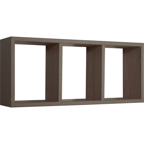 Mensola Rettangolare 3 Scomparti da Parete 70x30x15.5 cm in Fibra di Legno Tristano Noce Segato (1/5)