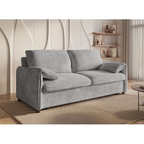 Deco In Paris – Canapé convertible 3 places en velours chiné gris – Couchage confortable pour 2 personnes – Design moderne et compact – Parfait pour petits espaces (1/5)