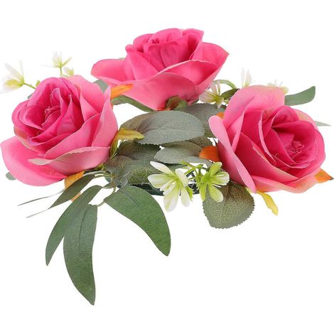 Couronne décorative de bougies pour cérémonie, 3 pièces, roses artificielles (1/5)