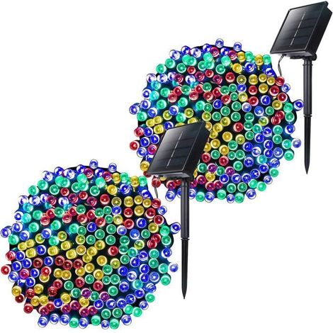 1 pièce Guirlande lumineuse extérieure solaire, 200 LED multicolores, 22 m, 8 modes, étanche IP44, jardin et terrasse
