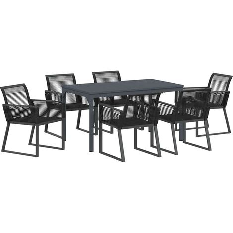 Maison Exclusive - Conjunto de Comedor de Jardín 7 pcs Negro ratá