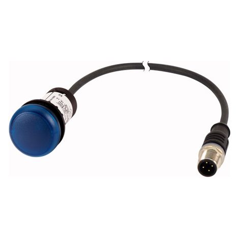 Voyant lumineux bleu 24 V avec câble 0 5m et connecteur mâle M12A EATON C22-L-B-24-P3