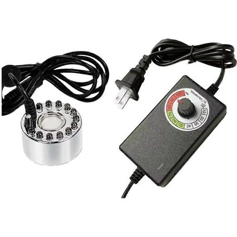 Atomiseur à ultrasons adapté aux jardins de rocaille et aux bonsaïs, humidificateur à débit de brume réglable, transformateur inclus... (1/5)