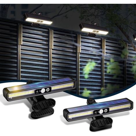 Luces de pared para jardín,Juego de 2,Luces solares para exteriores con detector de movimiento (1200 mAh,3 modos de foco,resistente al agua IP55) (1/2)