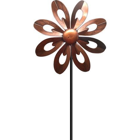 Gartenwindmühlen, Gartenwindmühlen mit Metallpfahl für den Außenbereich, hochwertige kinetische Windskulptur aus Metall für den Garten (Kupfer)
