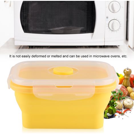 350 ml rechteckige Silikon-Bento-Box, faltbare Lunchbox, mikrowellengeeigneter Lebensmittelbehälter (Gelb) (1/5)