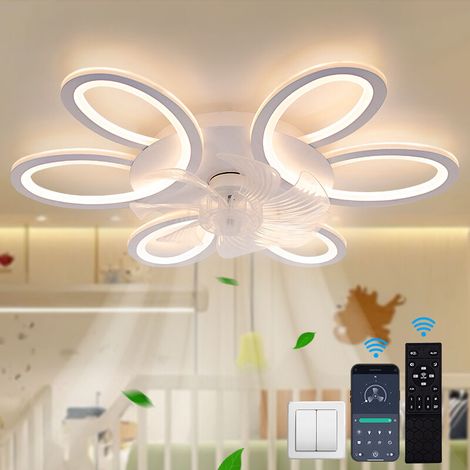 Plafonnier ventilateur silencieux intelligent – 6 vitesses, contrôle APP et télécommande, lumière LED 3 couleurs réglables, pour chambre et salon (1/5)