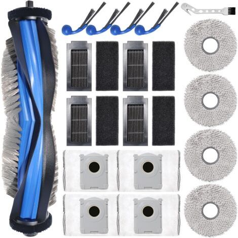 Ersatzteile für Ecovacs Deebot T30C Omni, T30C Omni Gen2 – 1 Hauptbürste, 4 Wischtücher, 4 Staubbeutel, 4 Seitenbürsten, 4 Filter