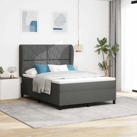 Boxspringbett mit Kopfteil Dunkelgrau 140 x 200 cm Stoff vidaXL (1/5)
