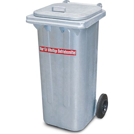 BRB Feuerverzinkte 120 Liter Stahlblechmülltonne, brandschutzgeprüft, HxBxT 920x460x568 mm (1/2)