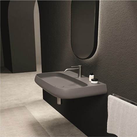NUR 75x45 Bleu mat. Avec bonde. 0 trou. Sans Siphon (1/5)