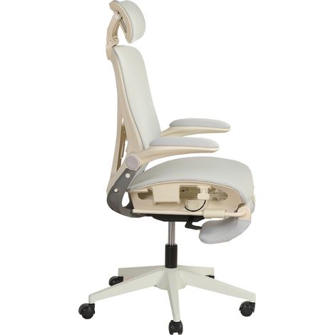 Silla de oficina ergonómica plegable gris con reposacabezas 3D y reposapiés (1/5)