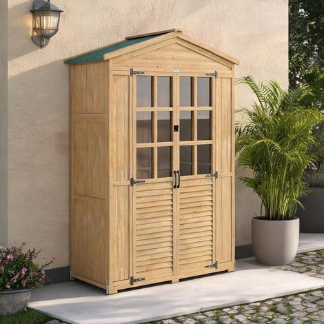 Chariot de jardin marron en bois de sapin 128 x 57,5 x 197 cm (1/5)