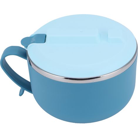 Bol À Nouilles Acier Inoxydable 1200ml Double Paroi Anti Brûlure Avec Couvercle Étanche Pour Cuisine Et Bureau (1/5)