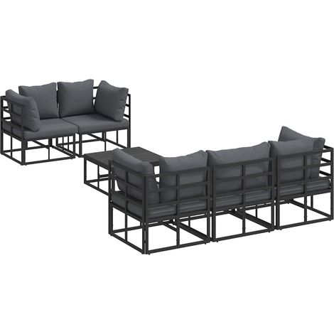Maison Exclusive - Set Divano da Giardino con cuscino 6 pcs Nero Acciaio