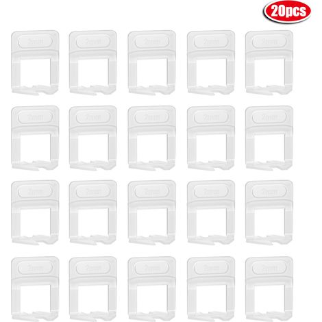 Système de nivellement de carrelage en céramique avec 20 clips d'espacement de 2 mm pour base de carrelage.