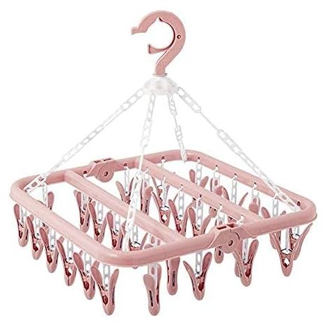 Cintre de sous-vêtements avec 32 Clips Pliable Pince à Linge étendoir à Linge résistant au Vent Suspendu pour vêtements de bébé Chaussettes, Soutiens-Gorge