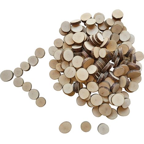 100 Rondelles de bois, diamètre 1-2cm, épaisseur 0,5cm, surface lisse, pour DIY, artisanat, décoration (1/5)
