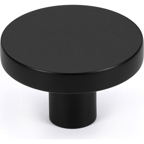 Lot de 10 boutons d'armoire de cuisine noir mat, boutons en laiton massif pour tiroir de commode, poignées d'armoire de salle de bain minimalistes rondes, quincaillerie de meubles modernes, diamètre 1 (1/5)
