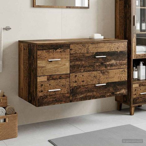 vidaXL Bathroom Furniture Set 2 pcs Old Wood Engineered Wood (1/5)