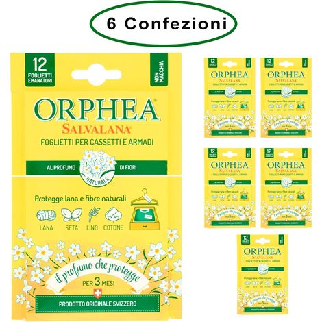 Orphea salvalana foglietti per cassetti e armadi profumo di fiori 6 confezioni da 12 foglietti