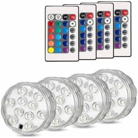 wiederaufladbare LED-Unterwasserleuchten mit Fernbedienung, dekorative farbige LEDs, wasserdichtes Nachtlicht, LED-Aquariumlampe, Poolbeleuchtung (1/4)
