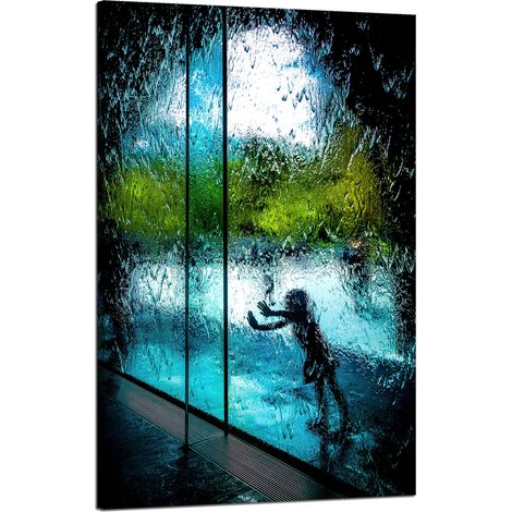 Lienzo impreso "Cortina de agua con personas" 50x80 cm