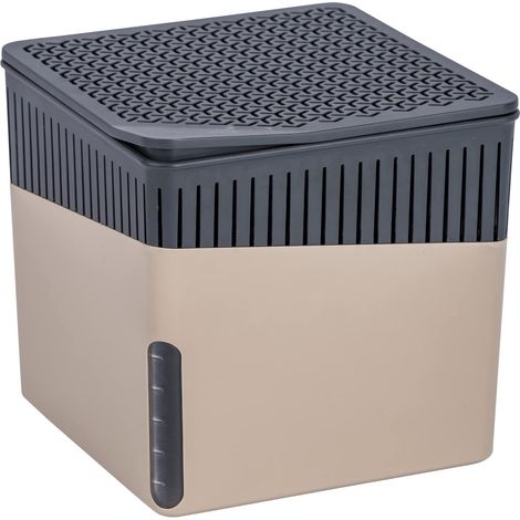 Déshumidificateur Cube 500 g, pour pièces jusqu’à 40 m³, elimine l'humidité, anti moississure, sans électricité, silencieux, rechargeable, beige (1/5)