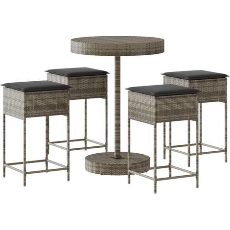 Maison Exclusive - Set Bar da Giardino 5 pz con Cuscini in Polyrattan Grigio