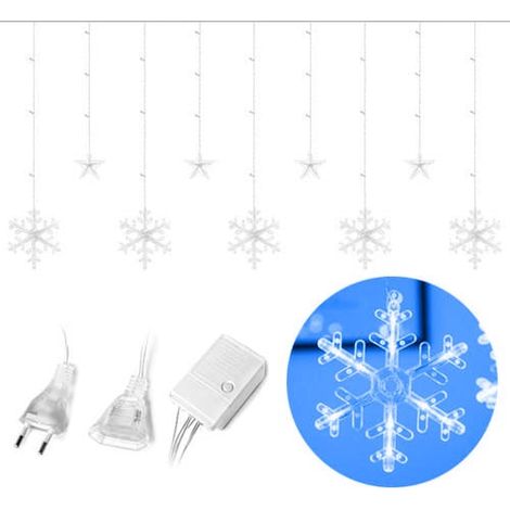 Luci di Natale tenda luminosa stelle finestra colore ghirlanda Blu (1/5)
