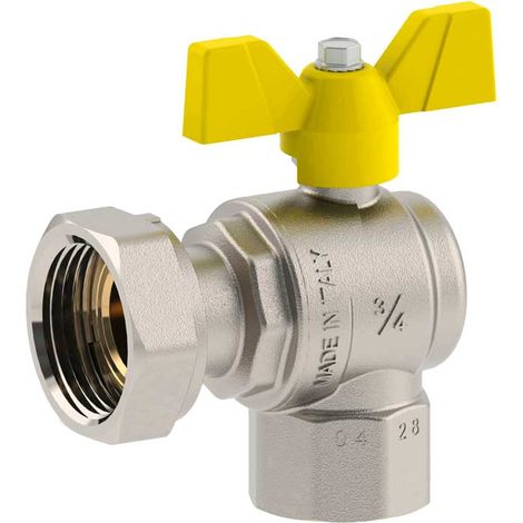 VALVOLA A SFERA GAS A SQUADRO F/F CON DADO GIREVOLE E FARFALLA ALLUMINIO FIV 1""F x 1""1/4G