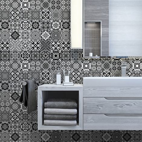 Sticker Mural Carrelage adhésif Cuisine Salle de Bain - 24 STICKERS CARRELAGES AZULEJOS ENRICA - 24stickers10x10cm (1/5)