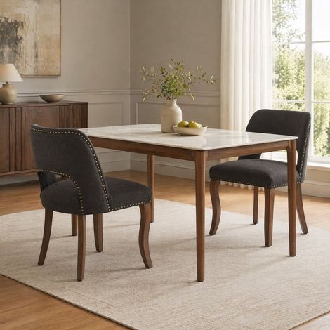 chaise salle manger noire en chenille dossier courbe OKMYHOME (1/5)