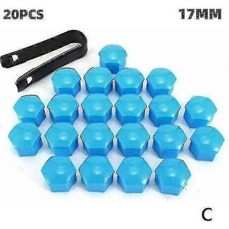 20 Stück 17 mm/19 mm/21 mm Radmutternkappen aus ABS für Autos, Reifenzierleisten, Radmutternabdeckungen, Schraubenschutzkappen-21mm-Blue