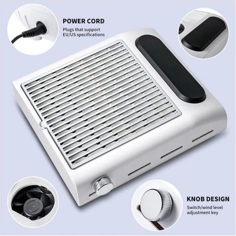 Aspirateur A Ongles - Puissance Réglable - Pour Salon De Manucure - Filtre Amovible Et Lavable - 1 Piece (1/3)